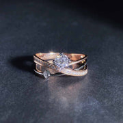 Natural White Diamond Star Trails Ring D0.30ct d0.11ct, 18K GIA